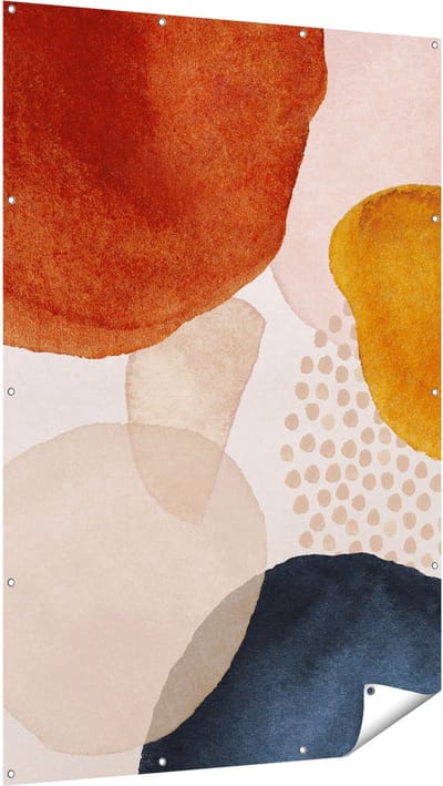 Gards Tuinposter Abstracte Kunst van Cirkels - 120x180 cm - Tuindoek - Tuindecoratie - Wanddecoratie buiten - Tuinschilderij