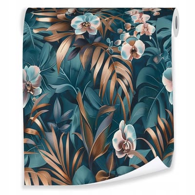 WALLARENA - Behang - Breedte 50 cm - Tropische bladeren en bloemen op vliesbehang - Geschikt voor woonkamer en slaapkamer - 10m