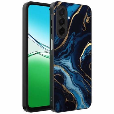 Geschikt voor Oppo A5 Telefoonhoesje met marmer opdruk - TPU backcover case gold blue marble design - Goud Blauw - Smartphonica geschikt voor Oppo A5