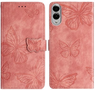 Coverup Hoesje - Geschikt voor Samsung Galaxy S25 Edge Hoesje - Coverup Vlinders Book Case - Rose Gold