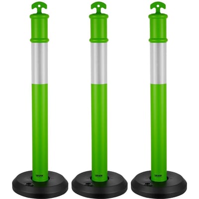 Lot de 3 Poteaux Delineators de Trafic, Cônes de Sécurité Routière de 1140 mm avec Base Remplissable et Bandes Réfléchissantes, Poteaux Delineators Robustes pour la Construction