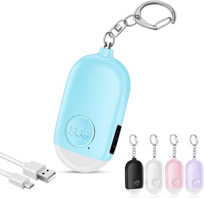 Oplaadbaar Persoonlijk Alarm – Zelfverdediging producten – Zelfverdediging Alarm – sleutelhangers – Alarm Persoonlijk – Alarm sleutelhanger – Oplaadbare Zaklamp Led - 130dB - voor persoonlijke veiligheid Vrouwen, kinderen, senioren - Alarm - blauw