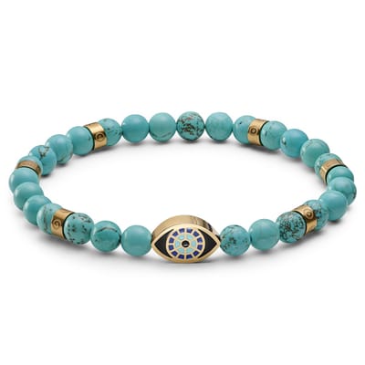 Evil Eye | Goudkleurige Turquoise Kralenarmband