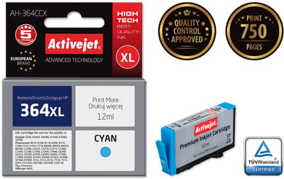 Activejet AH-364CCX inkt (vervanging HP 364XL CB323EE; Premium; 12 ml; blauw)