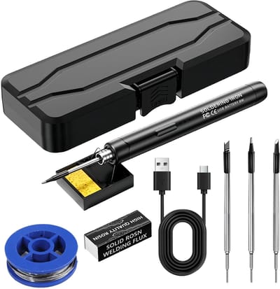 Solidchoice - Dailygoody - Draadloze Accu Loodgietijzer Set - LCD Display - Temperatuurinstelling 330°C tot 450°C - Inclusief 3 Tips - Professioneel Gereedschap - V