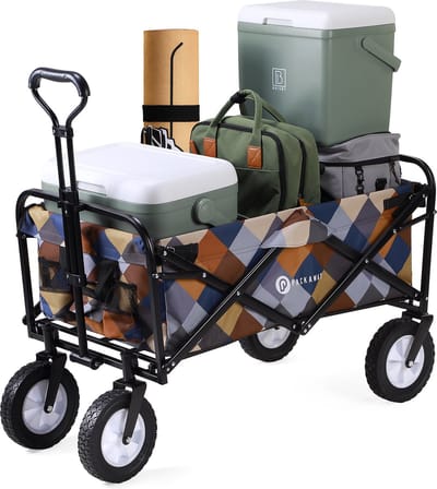 Packaway Opvouwbare Bolderkar van Wasbaar Polyester tot 70KG – 98 x 53 cm – Blokken Patroon