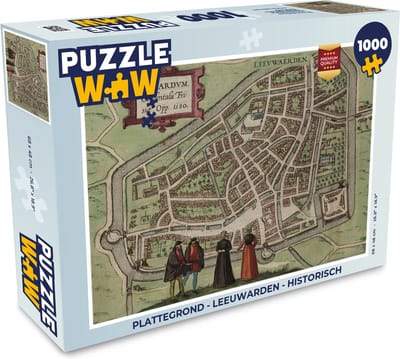 Puzzel Plattegrond - Leeuwarden - Historisch - Legpuzzel - Puzzel 1000 stukjes volwassenen - Stadskaart