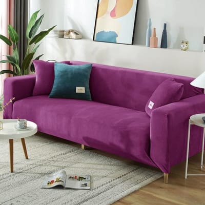 Fluweel Pluche Bankovertrek Elastisch L-vorm Bankhoezen All-Inclusive Effen Kleur Stretch Bankhoes Voor Woonkamer Huisdecoratie 4seater235-300cm 1PC
