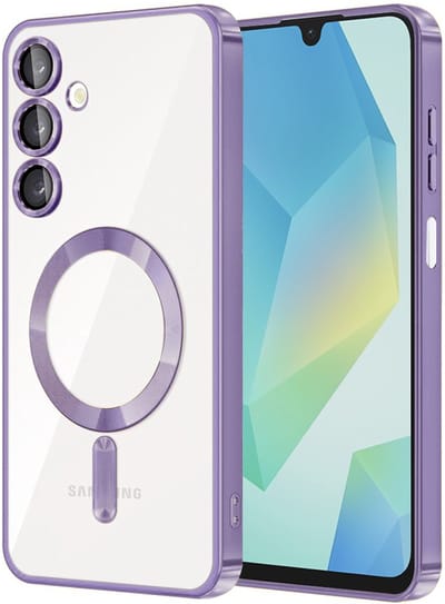 Hoesje geschikt voor Samsung Galaxy A16 - Techsuit Luxury Crystal Back Cover - Geschikt voor MagSafe - Transparant/Lichtpaars