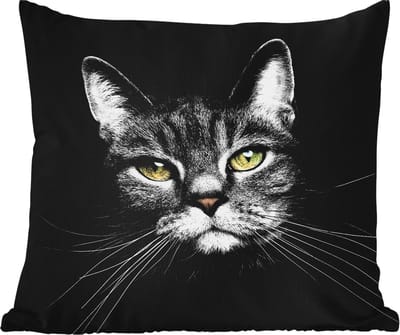 Tuinkussen - Huisdieren - Kat - Dieren - Zwart - Wit - 40x40 cm - Weerbestendig