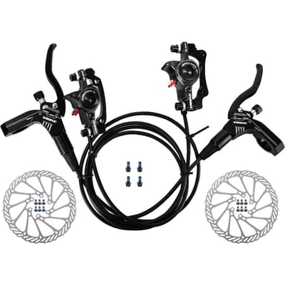 Fiets hydraulische schijfremmen voor achter remklauwen set voor MTB mountainbike links rechts remhendel Front right & Rear left & 160mm rotor zwart