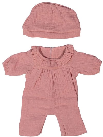 Miniland poppen pyjama met muts - poppenkleding 38cm multicolor.
