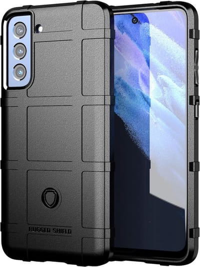 MobyDefend Hoesje - Geschikt voor Samsung Galaxy S21 FE - Rugged Shield TPU Backcover - Zwart