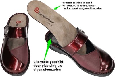 Berkemann -Dames - bordeaux - pantoffels - maat 37.5