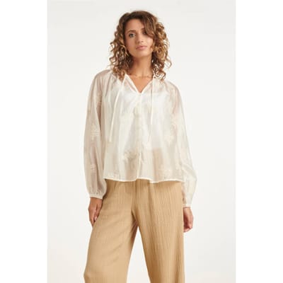 Smashed Lemon Luchtige boho-blouse met geborduurde print |