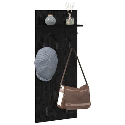 vidaXL - Wandgemonteerde - kapstok - Muurmontage - Zwart - Eiken - 40 - x - 10 - x - 90 - cm