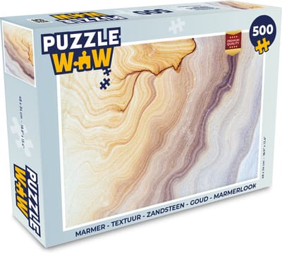 Puzzel Marmer - Textuur - Zandsteen - Goud - Marmerlook - Legpuzzel - Puzzel 500 stukjes
