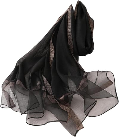 Dames Sjaal - Chiffon Foulard - Stijlvol Accessoire - Zijdezacht Gevoel - Lange Lengte - Zwart Goud