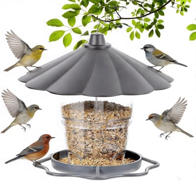 Thijox - Vogelvoederstation voor vogels 820 ml, hangend, weerbestendig, transparant, ideaal voor takken en balkons, perfect voor tuinliefhebbers