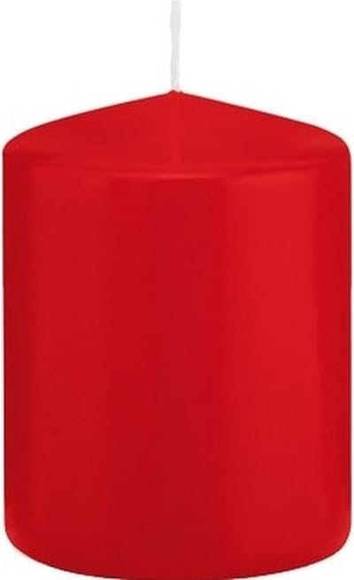 Trend Candles Cilinderkaars/stompkaars - rood - 6 x 8 cm - 29 branduren - met brandvertragende folie