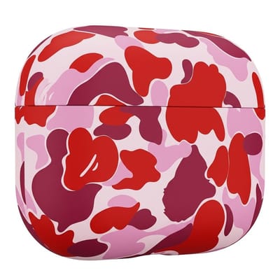 Rode roze hoesje voor oordopjes dames met camouflage patroon en matte afwerking geschikt voor AirPods Pro 2 met compact en rondomsluitend ontwerp