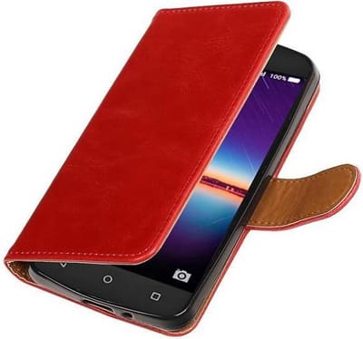 Zakelijke Book Case Telefoonhoesje Geschikt voor de Huawei Y3 II - Portemonnee Hoesje - Pasjeshouder Wallet Case - Rood