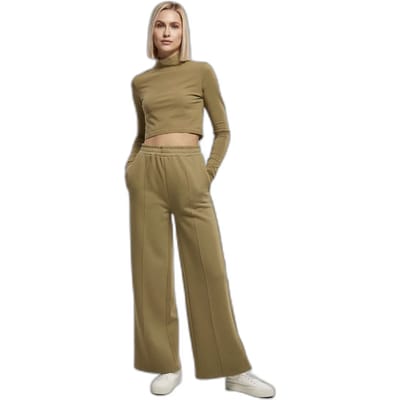 Urban Classics - Organic Cropped Turtleneck Longsleeve top - XS - Groen