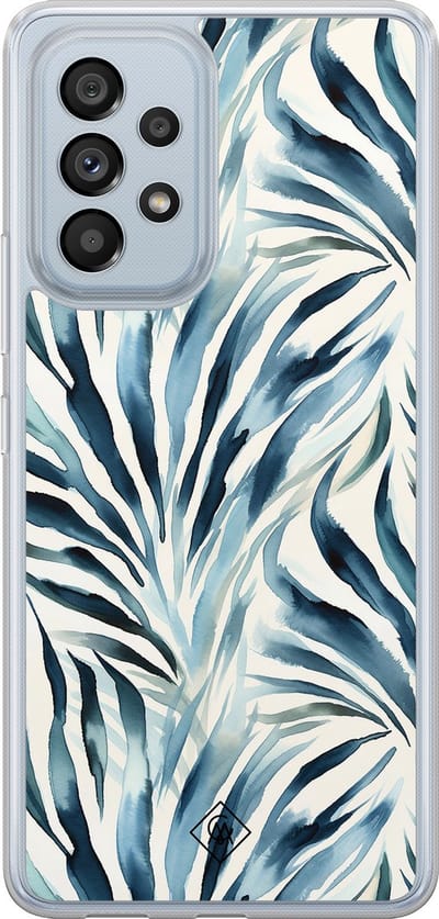 Casimoda® hoesje - Geschikt voor Samsung Galaxy A53 - Japandi Waves - 2-in-1 case - Schokbestendig - Water - Verhoogde randen - Blauw, Transparant