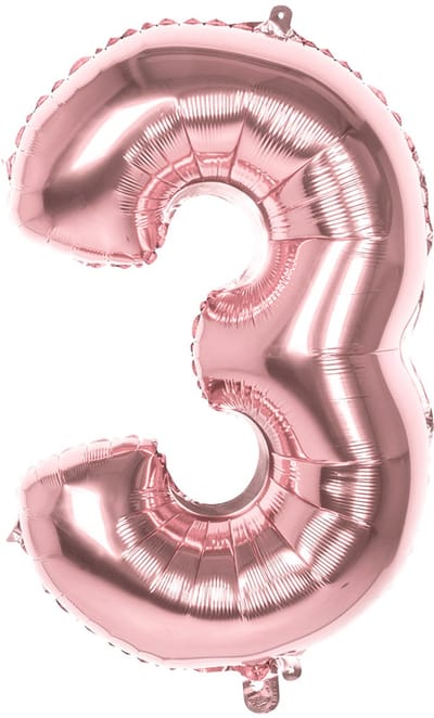 Boland - Folieballon '3' roségoud (86 cm) 3 - Roségoud - Cijfer ballon