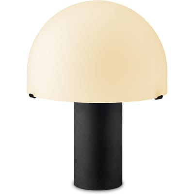 Home Sweet Home - Moderne tafellamp Mushroom - Zwart - 23/23/28cm - bedlampje - geschikt voor E27 LED lichtbron - gemaakt van Glas en Metaal