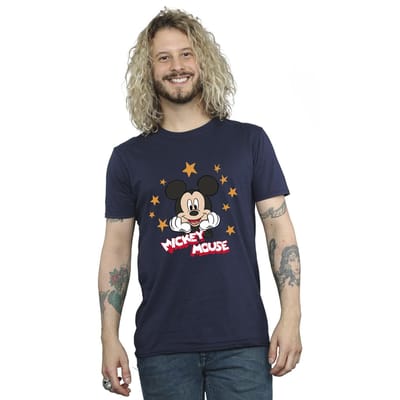 Disney Heren Mickey Mouse Sterren T-Shirt (Marineblauw)