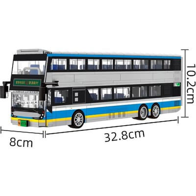 491 STUKS Dubbeldekker Elektrische Bus Bouwstenen Kleine Deeltjes DIY Stenen Creatief Cadeau voor Kinderen Jongens Meisjes gray