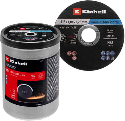 Einhell 711527 711527 Doorslijpschijfset 115 mm 100 stuk(s) Metaal, RVS, Staal, Blik