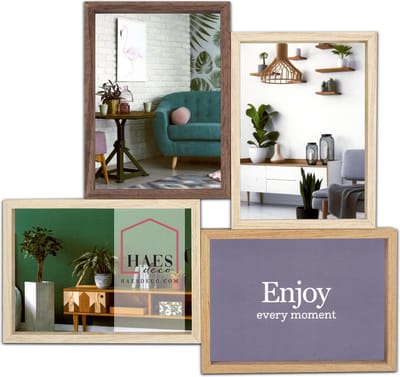 HAES DECO - Houten Multi Fotolijst / Galerie Alvesta in bruin tinten voor 4 foto's 10x15 (formaat 30,3 x 32,6 cm) - MP162
