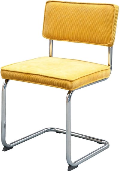 Lisomme Anne Eetkamerstoel Geel - Ribstof - Buisframe - Corduroy - Buisstoel
