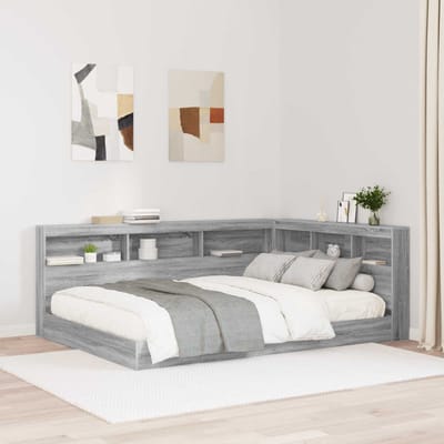 vidaXL Opberghoofdbord met plank Grijs Sonoma 150 cm Bewerkt hout