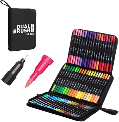 Aquarelpotlodenset - 60 kleuren - Dubbelzijdig - Aquarelpotloden - Aquarelpotloden met zachte punt - Geschikt voor tekenen en knutselen - Kleuren en tekenen - Kan ook gebruikt worden om op stenen te tekenen - Cadeau voor kinderen