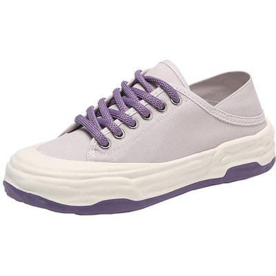 Authentieke Canvas Schoenen voor Twee Draagwijzen Dames Zomer Nieuw Oplossend Dikke Zool Net Rood Studenten All-Match Casual Sneakers 40 paars