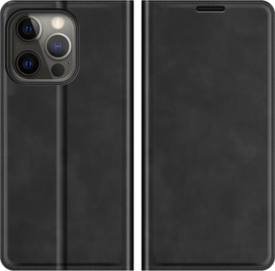 MobyDefend Hoesje - Geschikt voor iPhone 13 Pro - Luxe Wallet Bookcase (Magnetische Sluiting) - Zwart