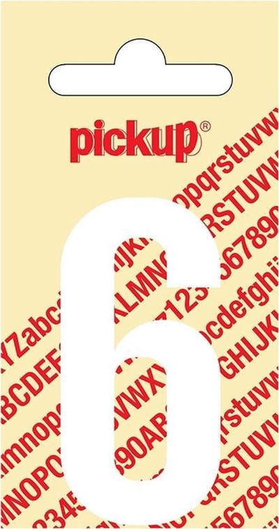 Pickup plakcijfer Nobel 60 mm wit 6 - 310120606