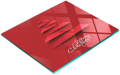 Keuken serveerplank van gehard glas met kerstboomafbeelding 60x52 cm