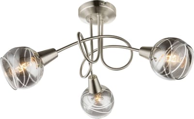 Trango 3 vlam Roestvrij stalen optiek 1010-38SD Draaibare plafondlamp *WOW* incl. 3x 3-traps dimbare LED-lamp 3000K warm wit Plafondlamp met design rokerige glazen kappen Plafondspot woonkamer