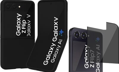Hoesje geschikt voor Samsung Galaxy Z Flip 7 - Privacy Screenprotector Volledig Dekkend Glas - Mat Back Case Zwart
