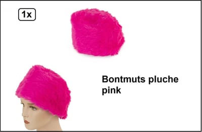 KIDS Bontmuts pink mt.55/56 - Pluche - Thema feest carnaval party festival winter Carnaval optocht