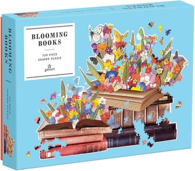 Shaped Puzzel met 750 Stukjes - Bloeiende Boeken Thema