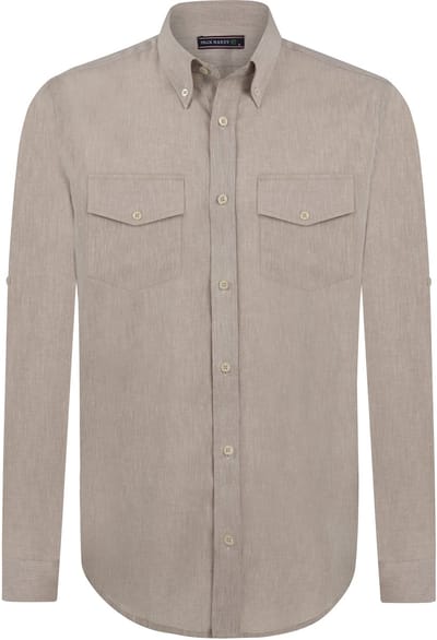 Felix Hardy Linnen Katoen Blend Shirt - Overhemd Heren Beige - M