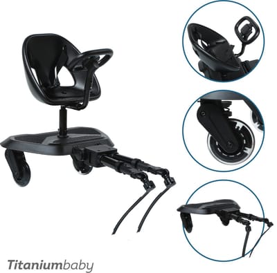 Meerijdplankje Titanium Baby Smart Joy2Ride Met Zitje All Black