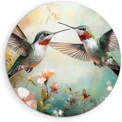 Saammp Muurcirkel Hout - 2 Vogels - Abstract - Dieren - Natuur - Ø 90 - Wandcirkel - Wanddecoratie Cirkel - muurdecoratie Woonkamer - Slaapkamer decoratie - Rond Schilderij