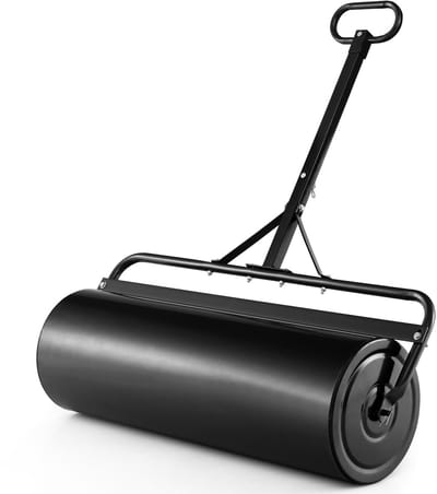 COSTWAY Graswals, metaal, 113 l, handroller met handvat, tuinwals Ø 40 cm, vulbaar met water/zand, zware trommel, graswals, trommel, gazonroller voor vlakken, gazon, tuin, park