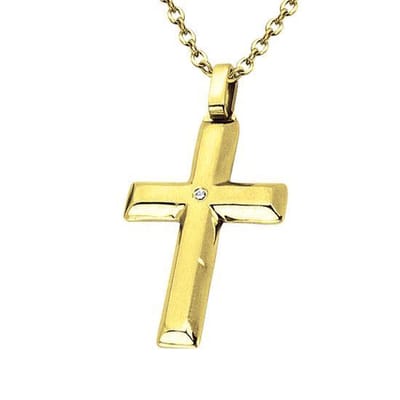Montebello Ketting Bram Gold - 316L Staal PVD - Kruis - 48x26mm - 60cm